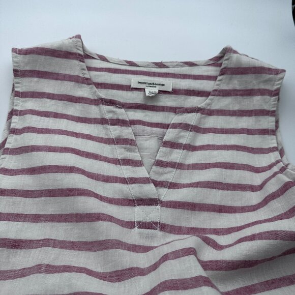 BeachLunchLounge Dress Sleevless Linen Blend Lined Red and White Stripe Sz S/P‎ - Picture 3 of 7